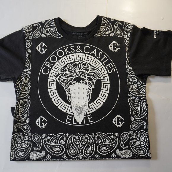 crooks and castle black bomber shirt size M/M - Picture 2 of 4